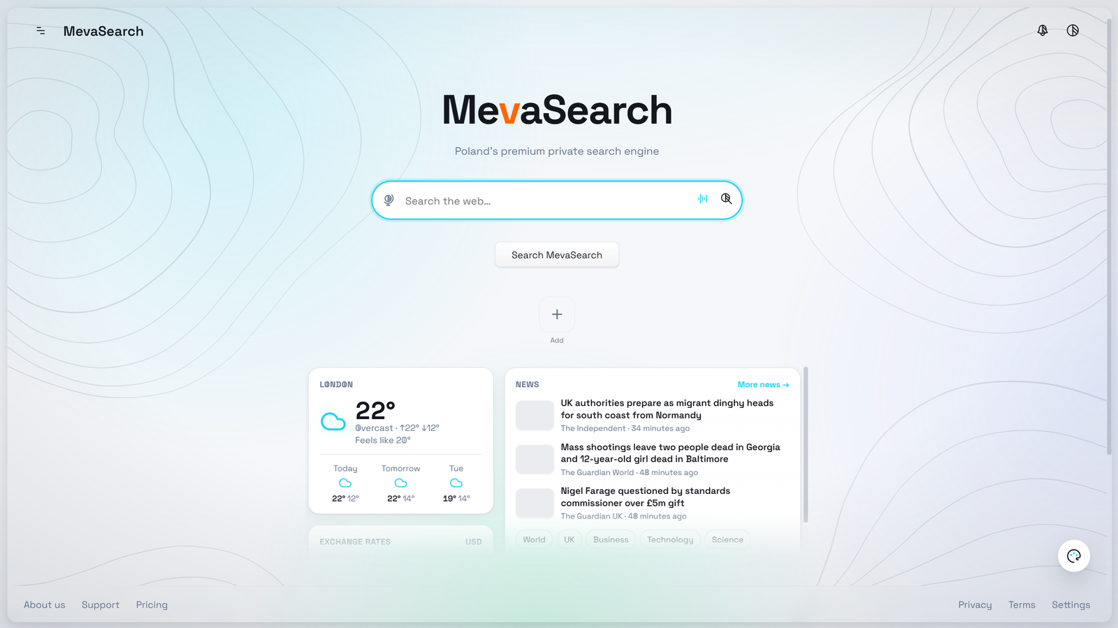 MevaSearch search results